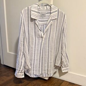 Rails Striped Blouse in Blue and White